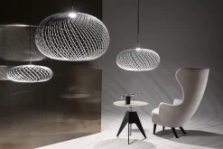Tom Dixon Pendelleuchte Spring Large Led Gold Metall / O 95 X H 70 Cm - Flexible Stahlbander - Messing Fashion
