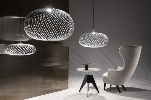 Tom Dixon Pendelleuchte Spring Large Led Gold Metall / O 95 X H 70 Cm - Flexible Stahlbander - Messing Fashion