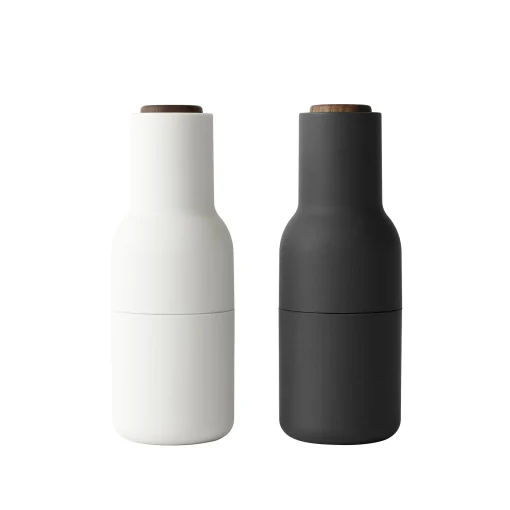 Menu Pfeffer- Und Salzmuhlen-Set Bottle Plastikmaterial Weis Schwarz / 2Er-Set - Soft Touch Silikon - Asche - Karbon - Nussbaum Best Sale