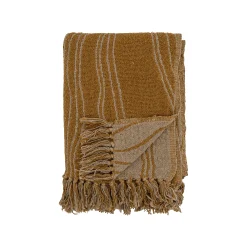 Bloomingville Plaid Ginna Textil Gelb / 160 X 130 Cm - Recycelte Baumwolle - Ocker - Sand Flash Sale
