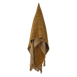 Bloomingville Plaid Ginna Textil Gelb / 160 X 130 Cm - Recycelte Baumwolle - Ocker - Sand Flash Sale