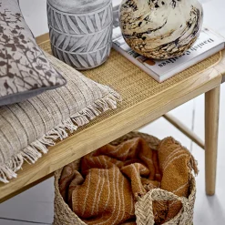 Bloomingville Plaid Ginna Textil Gelb / 160 X 130 Cm - Recycelte Baumwolle - Ocker - Sand Flash Sale
