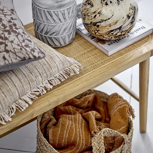 Bloomingville Plaid Ginna Textil Gelb / 160 X 130 Cm - Recycelte Baumwolle - Ocker - Sand Flash Sale