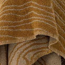 Bloomingville Plaid Ginna Textil Gelb / 160 X 130 Cm - Recycelte Baumwolle - Ocker - Sand Flash Sale