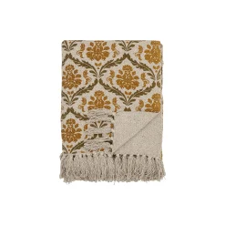 Bloomingville Plaid Hanny Textil Gelb / 160 X 130 Cm - Recycelte Baumwolle - Ocker - Sand Cheap