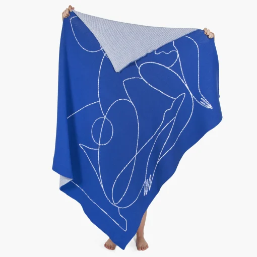 Slowdown Studio Plaid Jacklin By Maggie Stephenson Textil / Strickware - 127 X 153 Cm - Blau New