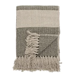 Bloomingville Plaid  Textil Grun Beige / 160 X 130 Cm - Recycelte Baumwolle - Beige - Dunkelgrun Online