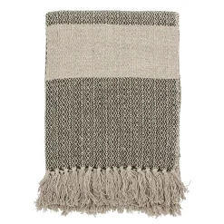 Bloomingville Plaid  Textil Grun Beige / 160 X 130 Cm - Recycelte Baumwolle - Beige - Dunkelgrun Online