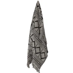 Bloomingville Plaid  Textil Weis Schwarz / 160 X 130 Cm - Recycelte Baumwolle - Schwarz - Weis Fashion