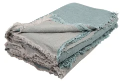 Maison de Vacances Plaid Vice Versa Textil Blau Grun / 140 X 250 Cm - Leinen - Aqua Sale