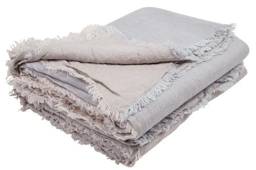 Maison de Vacances Plaid Vice Versa Textil Grau / 140 X 250 Cm - Leinen - Perlgrau Discount