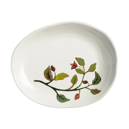& klevering Platte Autumn Large Keramik Weis / 31,5 X 25,5 Cm - Porzellan - Grun - Weis Store