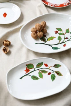 & klevering Platte Autumn Large Keramik Weis / 31,5 X 25,5 Cm - Porzellan - Grun - Weis Store