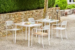 Tolix Quadratischer Tisch Patio Cafe Metall Blau / Edelstahl - 75 X 75 Cm - Meerblau Shop