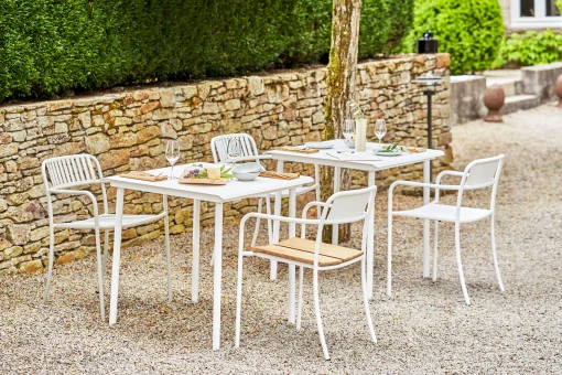 Tolix Quadratischer Tisch Patio Cafe Metall Blau / Edelstahl - 75 X 75 Cm - Meerblau Shop