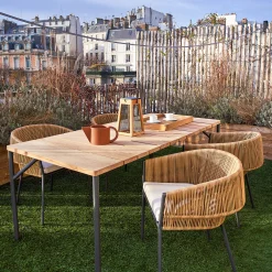 Cinna Rechteckiger Tisch Lapel Holz Natur / 200 X 90 Cm - Teakholz - Kohle - Teak Best