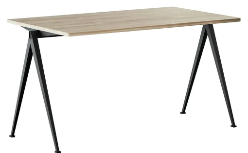 Hay Rechteckiger Tisch Pyramid N°01 Metall Schwarz Holz Natur / 140 X 65 Cm - Neuauflage Des Originals Von 1959 - Eiche Hell - Schwarz Fashion
