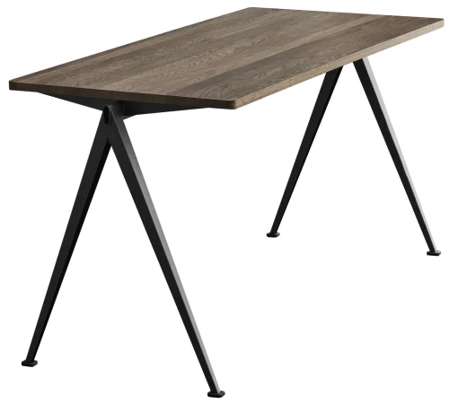 Hay Rechteckiger Tisch Pyramid N°01 Metall Schwarz Holz Natur / 140 X 75 Cm - Neuauflage Des Originals Von 1959 - Geraucherte Eiche - Schwarz Store