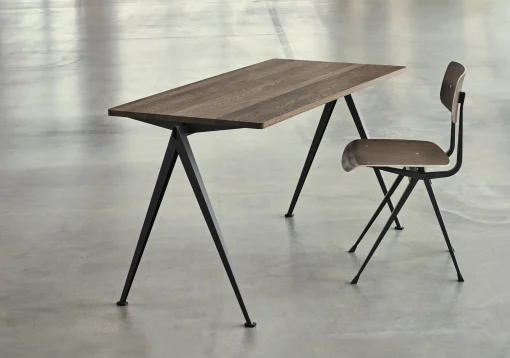 Hay Rechteckiger Tisch Pyramid N°01 Metall Schwarz Holz Natur / 140 X 75 Cm - Neuauflage Des Originals Von 1959 - Geraucherte Eiche - Schwarz Store