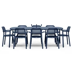 Fatboy Rechteckiger Tisch Toni Tablo Metall Blau / 220 X 99 Cm - Loch Fur Sonnenschirm + Abnehmbaren Kerzenleuchter - Dunkler Ozean Sale