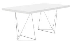 POP UP HOME Rechteckiger Tisch Trestle Holz Weis Metall / L 180 Cm - Verchromt - Weis Cheap