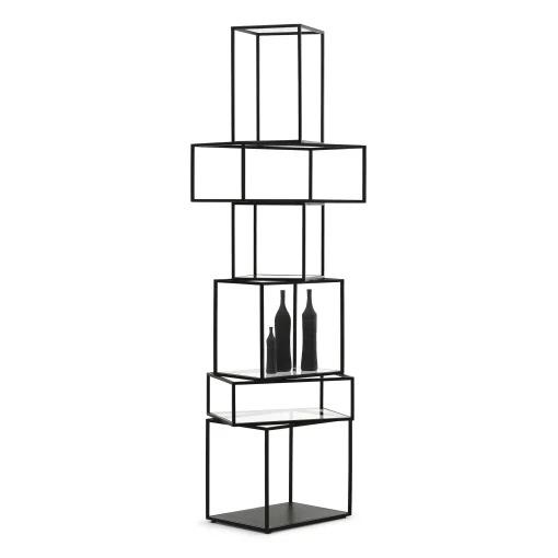 Mogg Regal Babylon Metall Glas Schwarz Transparent / Metall & Glas - 64 X 59 X H 204 Cm - Schwarz - Transparent Store