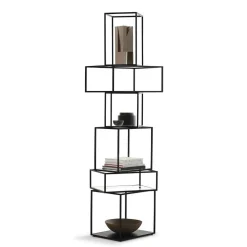 Mogg Regal Babylon Metall Glas Schwarz Transparent / Metall & Glas - 64 X 59 X H 204 Cm - Schwarz - Transparent Store