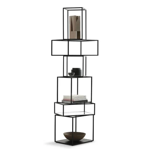 Mogg Regal Babylon Metall Glas Schwarz Transparent / Metall & Glas - 64 X 59 X H 204 Cm - Schwarz - Transparent Store