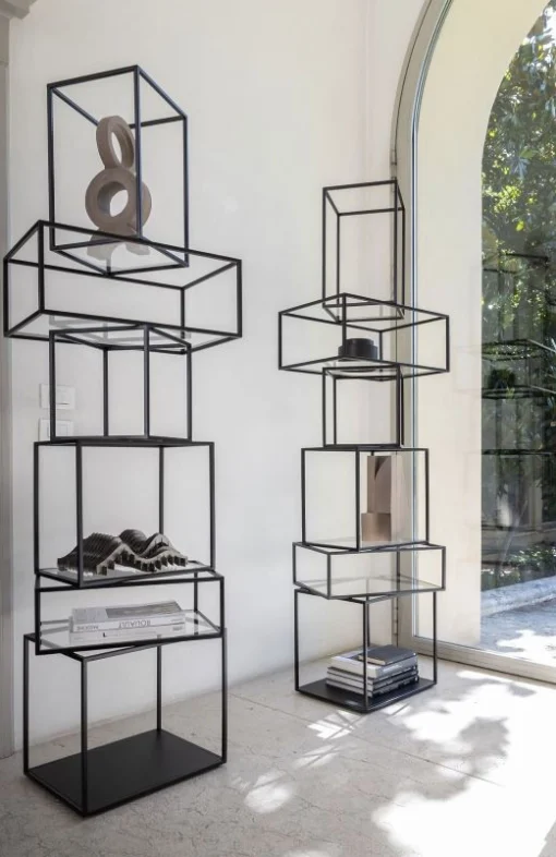 Mogg Regal Babylon Metall Glas Schwarz Transparent / Metall & Glas - 64 X 59 X H 204 Cm - Schwarz - Transparent Store