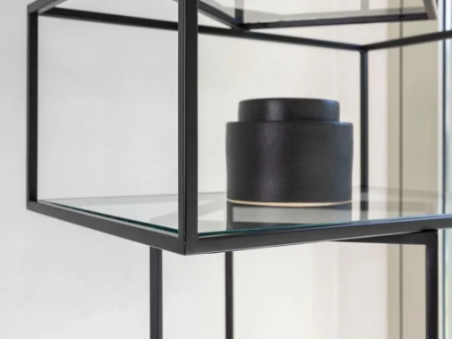 Mogg Regal Babylon Metall Glas Schwarz Transparent / Metall & Glas - 64 X 59 X H 204 Cm - Schwarz - Transparent Store