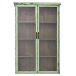 Bloomingville Regal  Holz Grun / Wandschrank - L 81 X H 122 Cm / Holz & Glas - Patiniertes Grun Fashion
