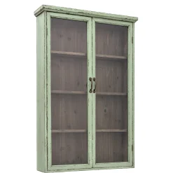 Bloomingville Regal  Holz Grun / Wandschrank - L 81 X H 122 Cm / Holz & Glas - Patiniertes Grun Fashion