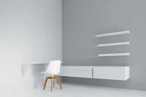 MDF Italia Regal Mamba Light Holz/ Wandschreibtisch - Winkel Links - L 134 Cm X H 44 Cm - Weis Clearance
