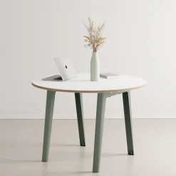 TIPTOE Runder Tisch New Modern Metall Holz Grau / O 110 Cm - Schichtstoff / 4 Bis 6 Personen - Eukalyptusgrau - Weis Best