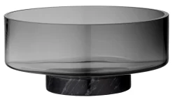 AYTM Salatschussel Volvi Glas Stein Grau Schwarz / Glas & Marmor - O 25 Cm - Rauchgrau - Schwarz New
