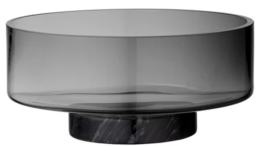 AYTM Salatschussel Volvi Glas Stein Grau Schwarz / Glas & Marmor - O 25 Cm - Rauchgrau - Schwarz New