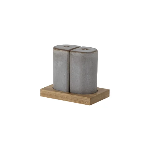 Bloomingville Salz- & Pfefferstreuer-Set Josefine Keramik Grau - Bambus - Grau Store