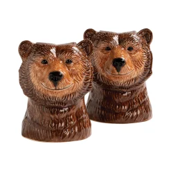 & klevering Salz- Und Pfeffer-Set Grizzly Bear Keramik / Handbemaltes Porzellan - Braun Discount