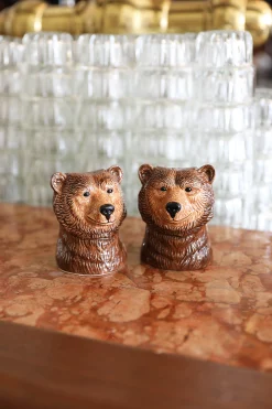 & klevering Salz- Und Pfeffer-Set Grizzly Bear Keramik / Handbemaltes Porzellan - Braun Discount