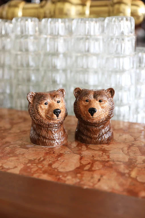 & klevering Salz- Und Pfeffer-Set Grizzly Bear Keramik / Handbemaltes Porzellan - Braun Discount