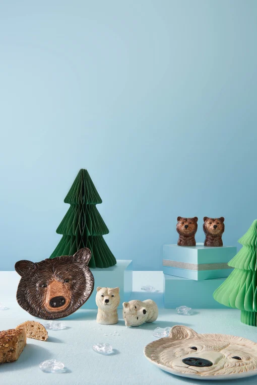& klevering Salz- Und Pfeffer-Set Grizzly Bear Keramik / Handbemaltes Porzellan - Braun Discount