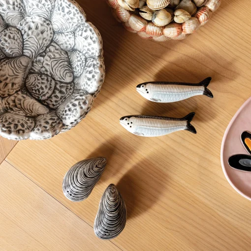 & klevering Salz- Und Pfeffer-Set Sardine Keramik Weis - Schwarz - Weis Best