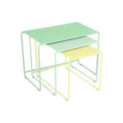 Fermob Satz-Tische Oulala Metall Bunt / 3Er-Set - 55 X 30 X H 40 Cm - Frostige Minze - Mattierte Zitrone - Opalgrun Online
