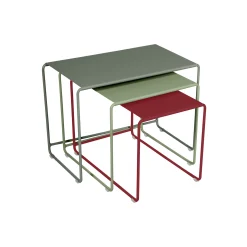 Fermob Satz-Tische Oulala Metall Bunt / 3Er-Set - 55 X 30 X H 40 Cm - Kaktus - Pepper - Rosmarin Store