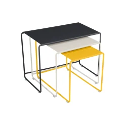 Fermob Satz-Tische Oulala Metall Bunt / 3Er-Set - 55 X 30 X H 40 Cm - Honig - Karbon - Tongrau Best