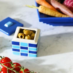 & klevering Schachtel Carre Small Keramik/ 8 X 8 X H 7 Cm - Steinzeug - Blau Flash Sale