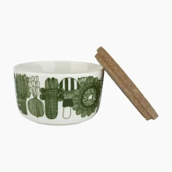 Marimekko Schachtel Elokuun Varjot Keramik Grun / 2Er-Set - Steinzeug Und Kork - Blassrosa - Grun - Korkfarben - Weis Cheap