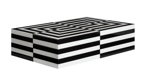 Jonathan Adler Schachtel Op Art Large Holz Weis Schwarz / Lack - 30 X 20 Cm - Schwarz - Weis Clearance