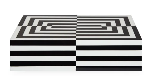Jonathan Adler Schachtel Op Art Large Holz Weis Schwarz / Lack - 30 X 20 Cm - Schwarz - Weis Clearance