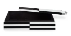 Jonathan Adler Schachtel Op Art Large Holz Weis Schwarz / Lack - 30 X 20 Cm - Schwarz - Weis Clearance